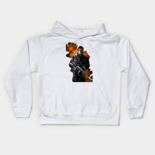 a soldier with his weapon Kids Hoodie